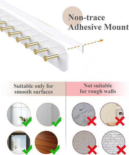 NiHome Wall Mounted Acrylic Jewelry Organizer 2-Pack, Durable Sleek Rack Strong Carbon Steel Hooks for Dressing Table, Bathroom, Kitchen, Hassle-Free Installation Multiple Mounting Options (White)