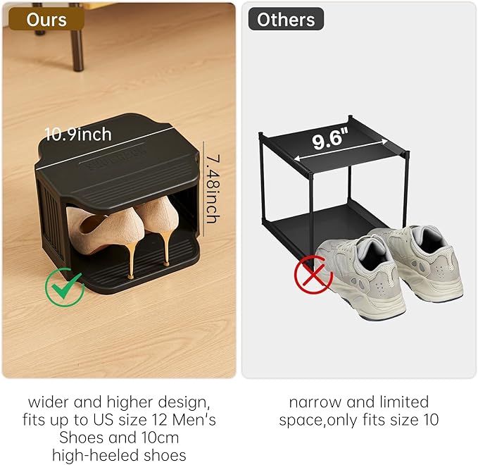 UFORU Vertical Shoe Rack, 9-Tier Plastic Stackable Storage Shelf for Small Closets and Narrow Spaces, Compact Free Standing Shoe Racks for Entryway Bedroom Dormitory