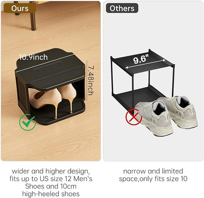 UFORU Vertical Shoe Rack, 9-Tier Plastic Stackable Storage Shelf for Small Closets and Narrow Spaces, Compact Free Standing Shoe Racks for Entryway Bedroom Dormitory