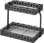 xiaojuande-Two Layer Glass Storage Tray with Portable Dressing Table Skin Care Product Organization Rack Corner Storage Rack for Bathroom Counter High-end Light - (Black)