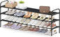 HITHIM 3 Tier Long Shoe Rack for Closet, Screw Fastened Plastic Connector Shoe Storage Organizer, Non-Woven Fabric Metal Shoe Shelf, Holds 24-28 Pairs for Entryway, Front Door Entrance, Bedroom