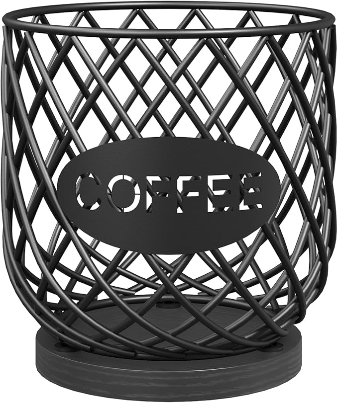 YATINEY Coffee Pod Holder Organizer, Holder for K Cup, Large Capacity Coffee Pod Basket, Versatile Coffee Capsule Storage Organizer, for Kitchen Countertop, Black KH09BB
