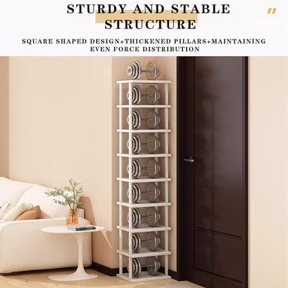 SAN HE Bamboo Shoe Rack 17 Tier- Vertical Shoe Rack for Small Spaces, Tall Narrow Shoe Rack Organizer for Closet Entryway Corner Garage and Bedroom,Skinny Shoe Shelf with Free Stackable DIY