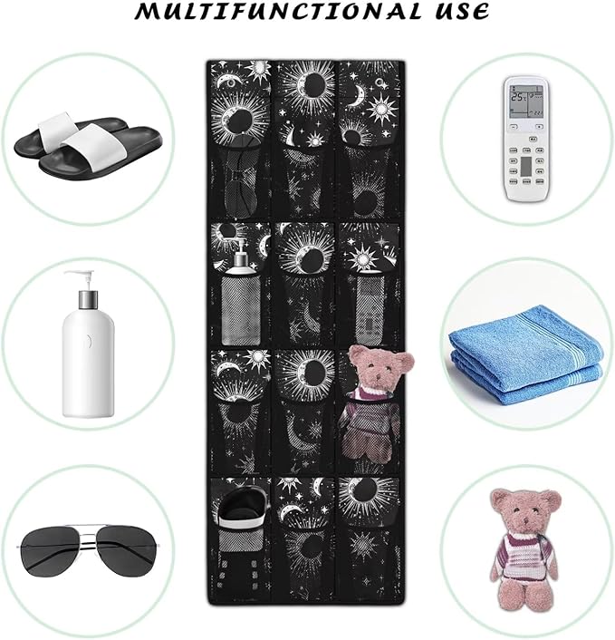 Galaxy 12 Pockets Over the Door Shoe Organizer,Hanging Shoe Organizer for Door with 12 Mesh Pockets, Large Capacity Shoe Hanging Storage Bag,Headphone Storage Classroom