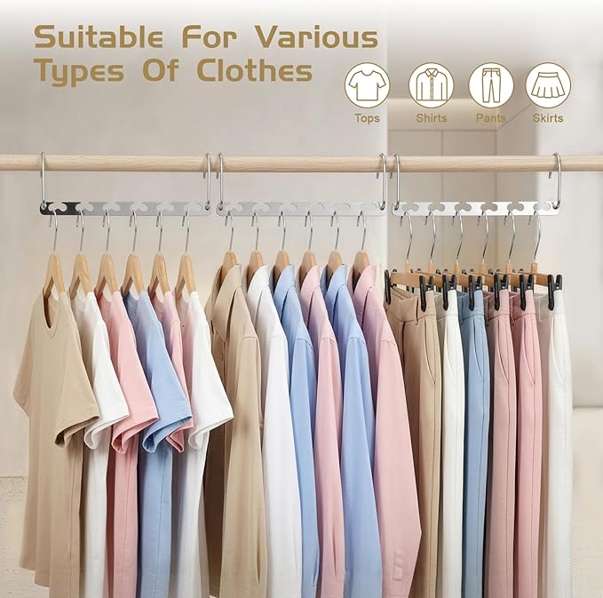 HOUSE DAY Space Saving Hangers for Clothes 6 Pack, Heavy Duty Hanger Organizer | 30 Lbs Capacity |, Metal Magic Hanger, Sturdy Multi Hangers, Closet Space Saver Closet Organizers and Storage