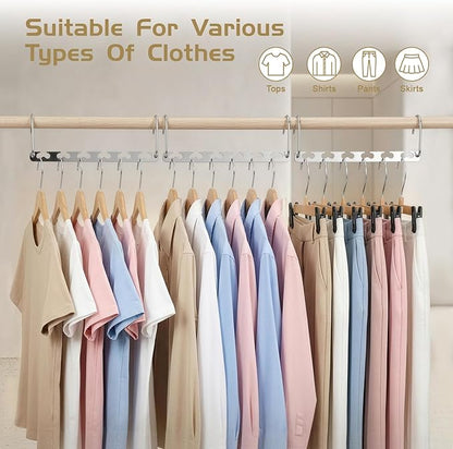 HOUSE DAY Space Saving Hangers for Clothes 6 Pack, Heavy Duty Hanger Organizer | 30 Lbs Capacity |, Metal Magic Hanger, Sturdy Multi Hangers, Closet Space Saver Closet Organizers and Storage