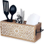 Wooden Utensil Caddy for Kitchen Countertop 3-Slot , Multi-Purpose Wooden Desk Organizer Work Desk, Bathroom, Cutlery Caddy, Office Supplies Organizer – 11 X 4.5 Inches