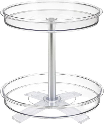 Polder 2-Tier Spinner Caddy, Kitchen and Bathroom Organization and Storage, with Dual Rotating Tables Lazy Susan, 8 lbs. Load Capacity, 10.6" x 10.3"