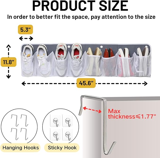 RV Shoe Storage for Bedside - 16 Extra Large Pocket Wall Mounted Entryway Shoes Rack, Bed Hanging Pocket Organizer, Bedside Caddy for Shoes and Tool Accessories,RV & Camper Essentials 2 Pack