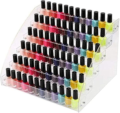 6 Tiers Acrylic Essential Oil Display Rack Nail Polish Organizer Plastic Collection Container for Paints Dropper Bottle Makeup Tabletop Desktop Retail Store Shelf Storage Case Stand Fair Show Holder