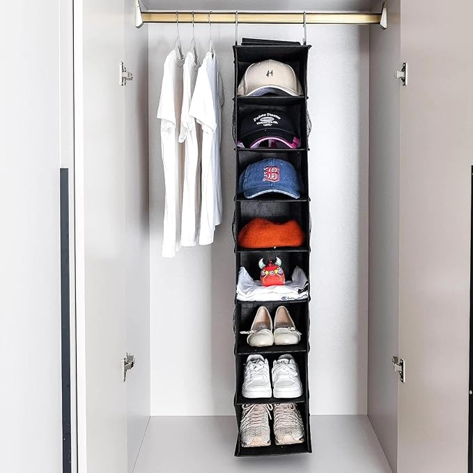 for Hanging Shoe Organizer for Closet with Side Mesh Pockets,Hat Racks