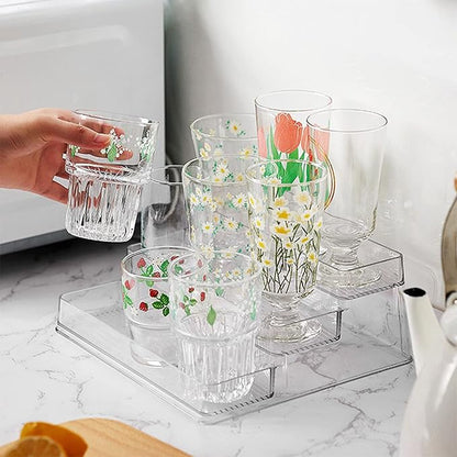2pcs Acrylic Rack, No Assembly Clear 3 Tier Condiment Bottle Shelf Vanity Organizer for Cabinet Kitchen Bathroom