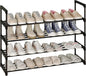 Calmootey 4-Tier Shoe Rack, Tall Large Capacity 20 Pairs Shoes Storage Organizer, Stackable Wide Shoe Shelf for Entryway, Hallway, Black