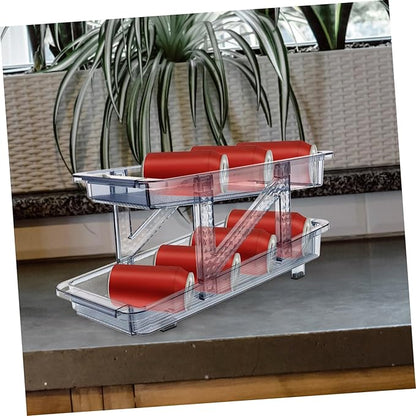 ABOOFAN Soda Can Organizer Rack Double Tier Stackable Beverage Dispenser for Refrigerator Transparent Design for Easy Visibility Material for Use for Kitchen and Bar Storage