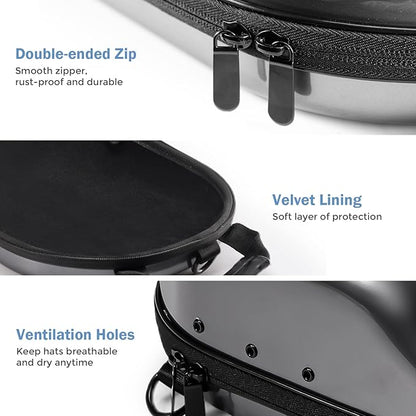 ProCase Hat Travel Case, Hard Lids Storage Organizer for 6-7 Baseball Caps Carrier with Carrying Handle and Shoulder Strap for Travel Home -Grey