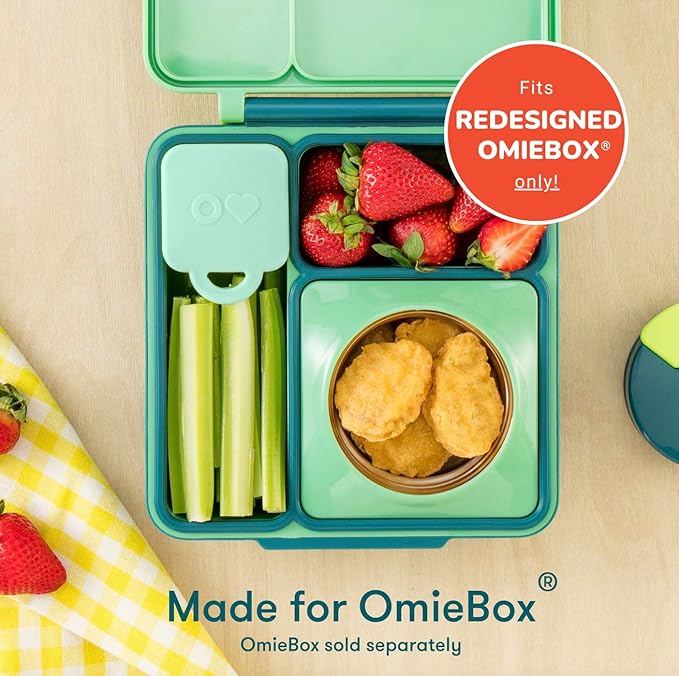 OmieBox (2 Pack) Leakproof Dips Containers to Go, Salad Dressing Container, Condiment Container with Lids - Food Safe Silicone - 4 Ounces (Blue/Mint)