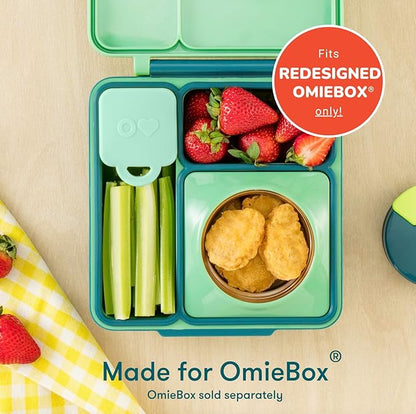OmieBox (2 Pack) Leakproof Dips Containers to Go, Salad Dressing Container, Condiment Container with Lids - Food Safe Silicone - 4 Ounces (Blue/Mint)