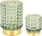 DASITON Makeup Brush Holder Organizer, Crystal Cosmetic Make Up Brush Holder, Glass Makeup Brushes Storage Organizer, Vintage Make Up Cup Desk Pen Pencil Holder, Toothbrush Holders (Green S+L)