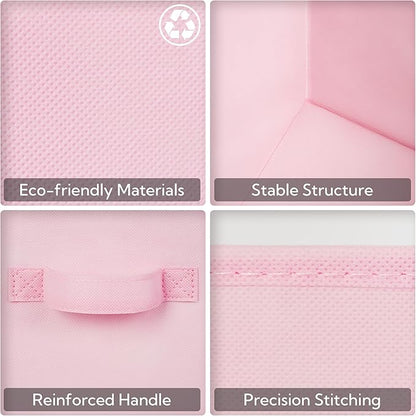 GRANNY SAYS Cube Storage Bins - 13x13 Cubby Organizer with Handle, Collapsible Storage Baskets for Shelves, Pink, 8-Pack