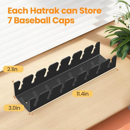 Nicetree Hat Organizer for Baseball Caps, 2 Pcs No Install Acrylic Hat Racks for 14 Baseball Caps Storage, Hat Stand for Caps Display and Organizer for Dresser, Bedroom, Closet, Office