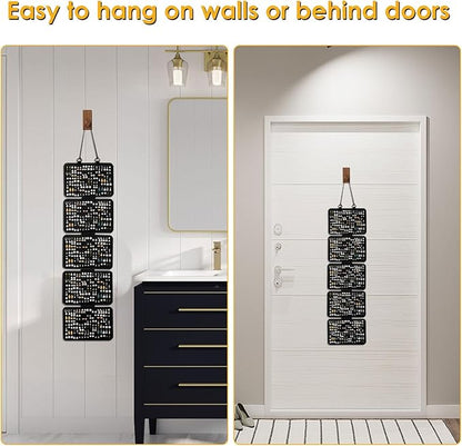 Hanging Enamel Pin Display Panel Felt Lapel Pin Board Foldable Enamel Pin Organizer Hanging Earring Organizer with 5 Loose-Leaf Board Pieces for Jewelry Pins (Black)