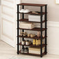 Furinno Turn-S-Tube Set of 2 Shoe Rack, 4-Tier Shoe Organizer, Shoe Storage with Multipurpose, 11.6 x 23.6 x 22.3, for Closet Entryway, Office, Garage, Dark Cherry/Black, Set of 2