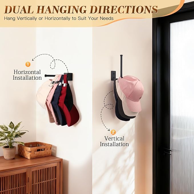 STYLISHT RV Accessories Hat Organizer: Camper Accessories 2 Pack - Hat Rack for RV Essentials Lovers - Perfect for Camper Accessory and Home Organization - Hat Rack for Wall