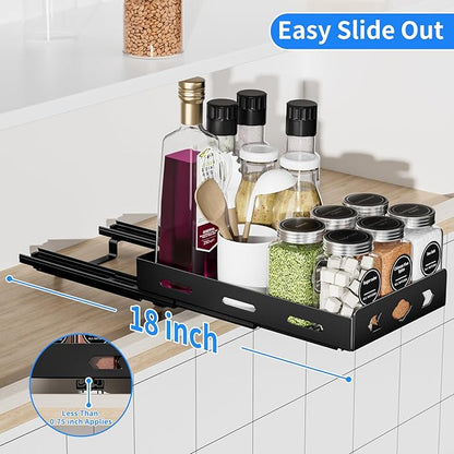 BOIVSHI Pull Out Spice Rack Organizer for Cabinet, Heavy Duty-Slide Out Spice Rack, Vertical Spice Rack for Kitchen Cabinet and Pantry (6.3''Wx10.5''Dx2.8''H, Metal Black)