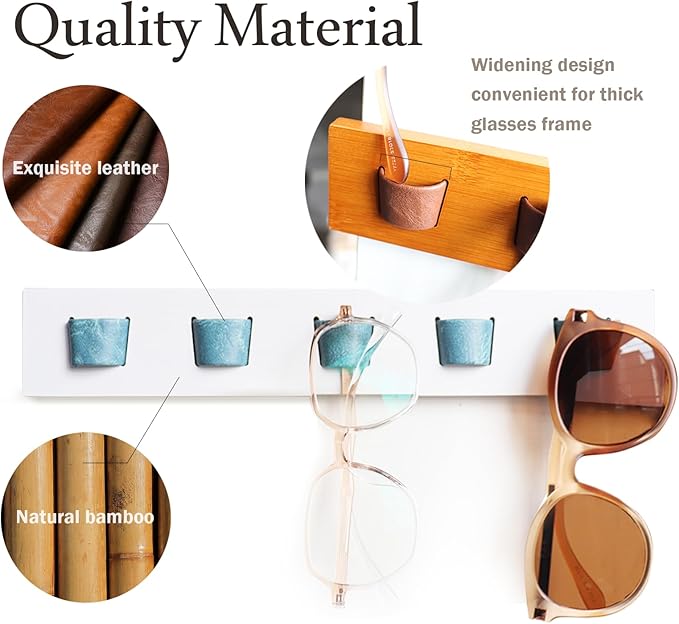 ACOCOFE Sunglass Organizer Glasses Holder,Wood Eyeglass Storage Holder,Sunglasses Rack Eyewear Display((White-blue)
