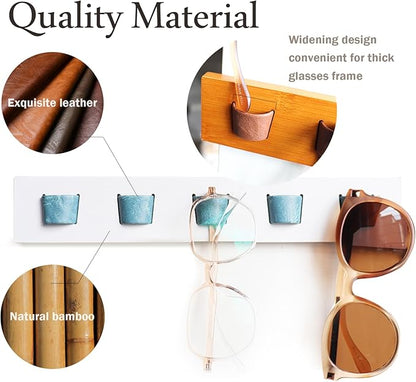 ACOCOFE Sunglass Organizer Glasses Holder,Wood Eyeglass Storage Holder,Sunglasses Rack Eyewear Display((White-blue)