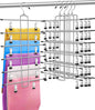 4 Pack Closet-Organizers-and-Storage, Metal Closet-Organizer-Pants-Hangers-Space-Saving, 6 Tier Organization and Storage Short Skirt Hangers Clip, Dorm Room Essentials for College Students Girls Boys