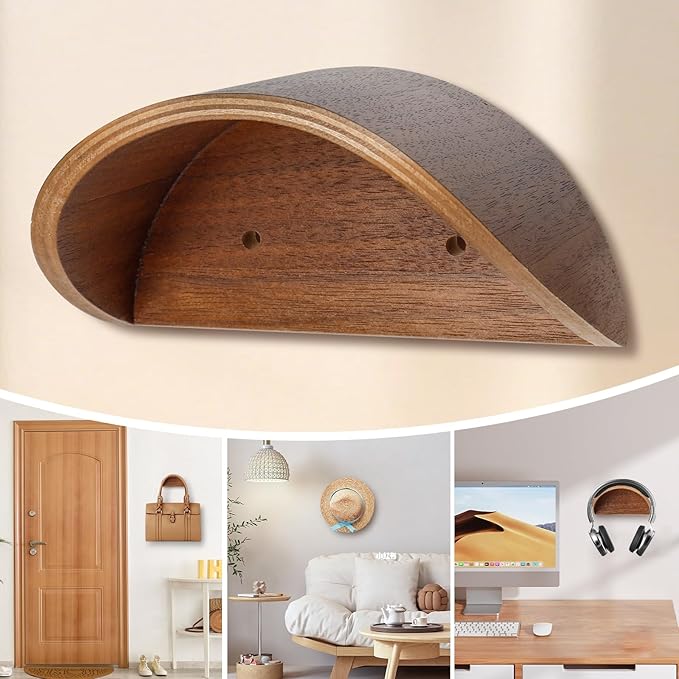2 Pack Cowboy Hat Rack Wall Mount, Non-Damaging Curved Design, Space Saving Western Hat Organizer for Entryway Closet Bedroom