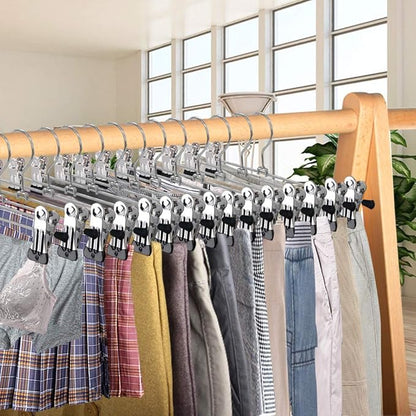 NORTHERN BROTHERS Pants Hangers with Clips, Heavy Duty 20 Pack, Adjustable Metal Pants Hanger, Skirt Hangers for Women Space Saving Hangers for Jeans Closet Organizers and Storage