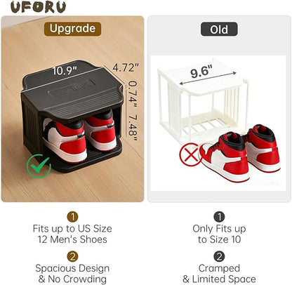 UFORU Small Shoe Rack, 5 Tier Plastic Vertical Shoe Rack for Small and Narrow Spaces, Free Standing Shoe Organizer for Closet, Entryway (Black)