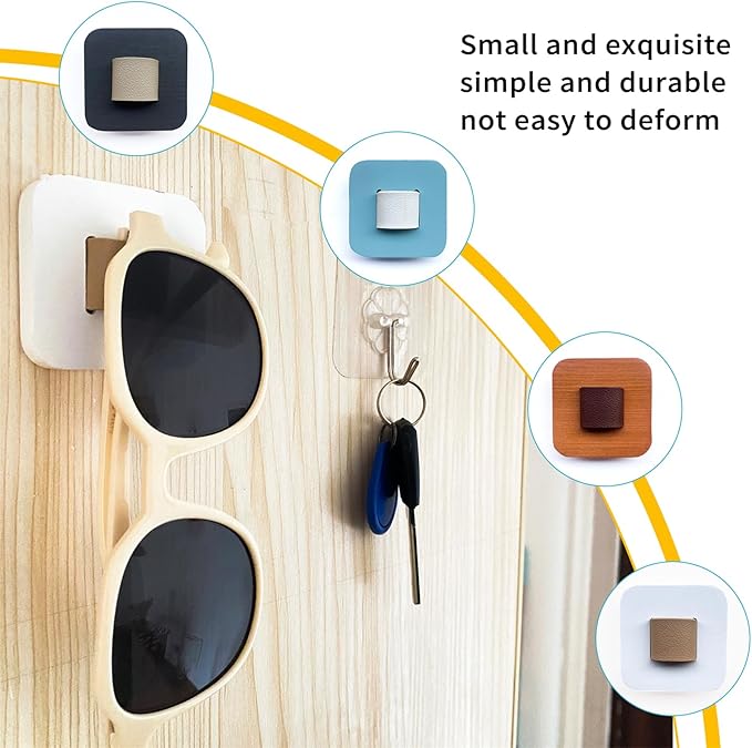 Sunglasses Organizer Wood Sunglasses Storage Wall Mounted Eyeglasses Holder Eyewear Display,Home Decor, (4pcs-Short-Grey/White/Blue/Wood Color)