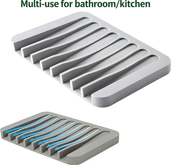2pcs Self Draining Soap Holder Rack, Advanced Silicone Soap Dish Tray, Waterfall Drain, Suitable for Bathrooms, Kitchens, and Bathtubs, Extending Soap Life, Keeping Bars Dry and Easy to Clean (2)