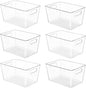 YIHONG 6 Pack Clear Pantry Organizer Bins, Plastic Containers with Handle for Kitchen,Freezer,Cabinet,Closet,Bathroom Under Sink Storage