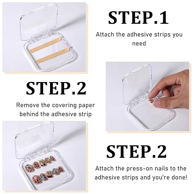 50 Sets Press On Nail Storage Box with 180 Pcs Adhesive Double Sided Tape, Clear Artificial Nail Display Case Acrylic Nail Boxes Press On Nail Packaging Box for Display Art Nail Salon Supplie
