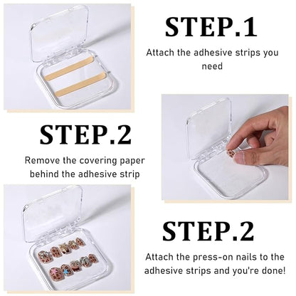 50 Sets Press On Nail Storage Box with 180 Pcs Adhesive Double Sided Tape, Clear Artificial Nail Display Case Acrylic Nail Boxes Press On Nail Packaging Box for Display Art Nail Salon Supplie