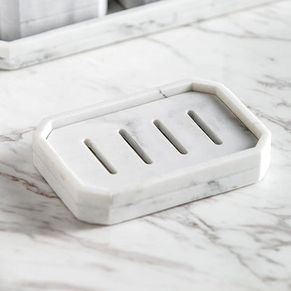 Resin Marble-Like Texture Soap Dish Drainable Soap Holder,Double Layer Draining Soap Dish.