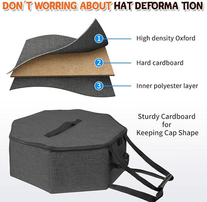 Boczif Hat Storage Box for Women and Men, Hat Storage bag for Travel Collapsible, Cowboy Hat Case with Handle, Hat Organizer Container Large Cap Bag for Carry (Dark Grey)