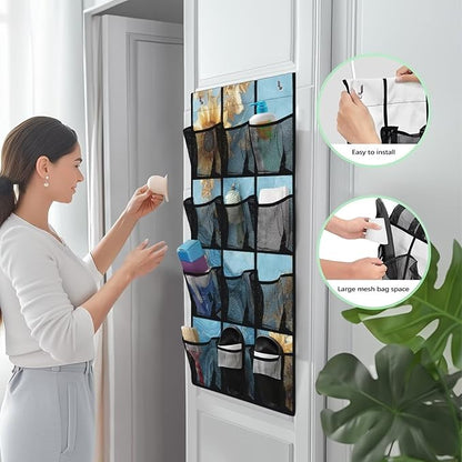 Sunflowers Over The Door Shoe Organizer Mesh Pockets Door Hanger Organizer for BedRoom Blue Marble Multi-Funtion Storage Bag 12 Pockets Multi-Pocket Shoe Holder Hanger