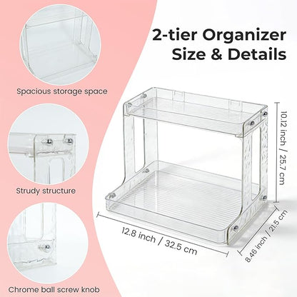 VNIMTI Skincare Organizers 2 Tier, Makeup Organizer Countertop, Cosmetic Display Cases, Makeup＆Skincare Organizer for Vanity, Desktop, Bathroon, Ideal Gifts for Women (Free Standing - White)