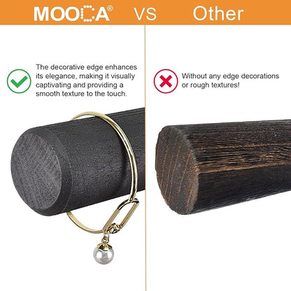 MOOCA 2 Pcs Wooden Jewelry Bracelet Watch Display 2-Tier Bangle Watch for Home Organization, Store, Tradeshow and Showcase, Wood Bracelet Display, Black Color