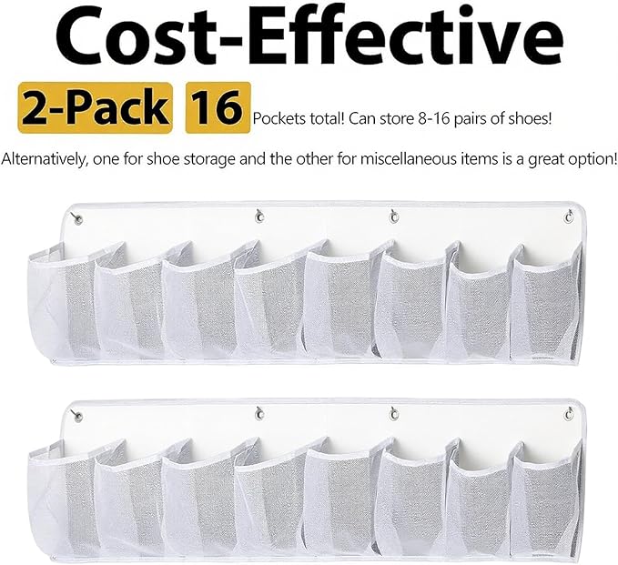 2 Pieces RV Shoe Storage Bags Shoes Rack Practical Hanging Shoe Organizer for Tools Accessories Books Camping Dorm Pantry, White
