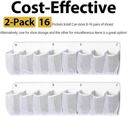 2 Pieces RV Shoe Storage Bags Shoes Rack Practical Hanging Shoe Organizer for Tools Accessories Books Camping Dorm Pantry, White