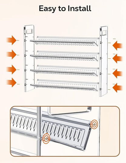 Nieifi Transparent Spice Rack Rustproof,without Seasoning Jars,4-Tier ABS Plastic Spice Rack Organizer for Cabinet and Countertop,Thickened Corrosion-Resistant-Tiered Kitchen Accessories
