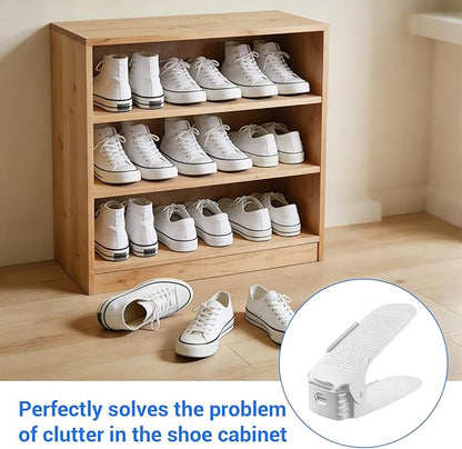 15-Pack Shoe Slots Organizer, 4 Levels Adjustable Shoe Support Rack Storage Stacker Effective Space Saver Half for Closet Storage Organization, White