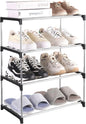Small Shoe Rack, Narrow Stackable Shoe Shelf Organizer for Entryway, Doorway and Bedroom Closet (4-Tier, Black)