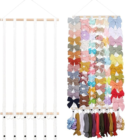 OAOLEER Hair Bow Holder Organizer for Girls，Hair Clips Headband Organizer Storage Wall Hanging Home Decor for Girls Room (1Pcs White 28Inch)